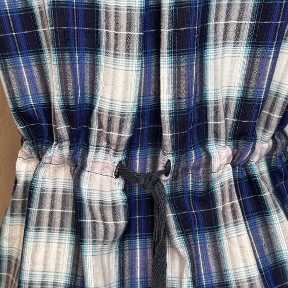 Vintage DCC Missy Casual Women Blue White Plaid Sz Medium 100% Cotton Pockets - Picture 13 of 16
